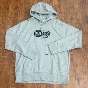 Nike Light Gray Hoodie with Black Logo Size L